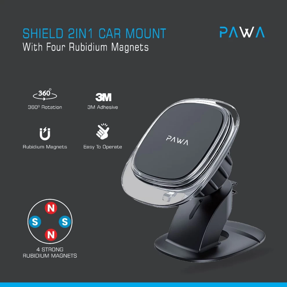PAWA Shield 2-in-1 Car Mount - Black 0g a908c62622e9d8dd8a5edc6f90ab5d55